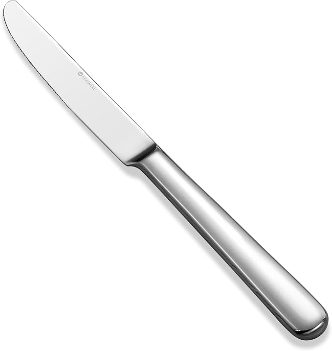 KEAWELL Premium 9.3" Louise Dinner Knives, Set of 4, Brightly-Mirror polished, Stainless Steel, Dishwasher Safe (Smooth)