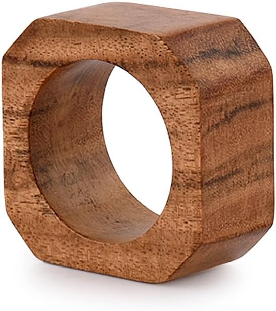 Napkin Ring Acacia Wood Napkin Rings Classic Everyday Use Thanksgiving, Christmas Napkin Rings Buckles,Festive Party Gift Farmhouse for Table Decorations (Set of 12, Brown)