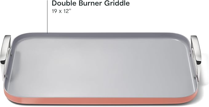 Caraway Double Burner Griddle - 19x12” Griddle Pan - Non-Stick Ceramic Coated - Non Toxic, PTFE & PFOA Free - Oven Safe & Compatible with All Stovetops - Perracotta