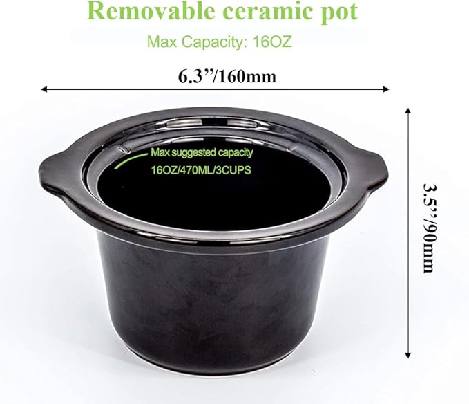 Mini Slow Cooker 0.65qt(20oz) warmer, fondue pot set,chocolate melting pot (stainless steel)… (S/S)