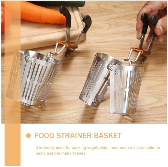 YARNOW Hot Pot Strainer Spoon with Hook Stainless Steel Open Close Slotted Skimmer for Cooking Meat and Vegetables Heat-Resistant Food Strainer 7.08X6.88X3.34 Inches