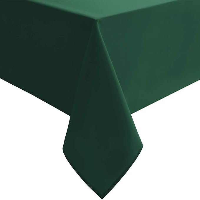 Hiasan Waterproof Tablecloth Rectangle - Washable Fabric Table Cloth for Dining Room Christmas Kitchen Birthday Party and Outdoor Use, Hunter Green, 70 x 90 Inch