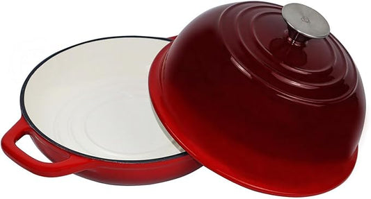 OLLAKOK Dutch Oven for Bread Baking Bread Oven for Sourdough Bread Baking, Enameled Cast Iron Dutch Oven Pot with Lid 5 qt Cast Iron Bread Pan, Red