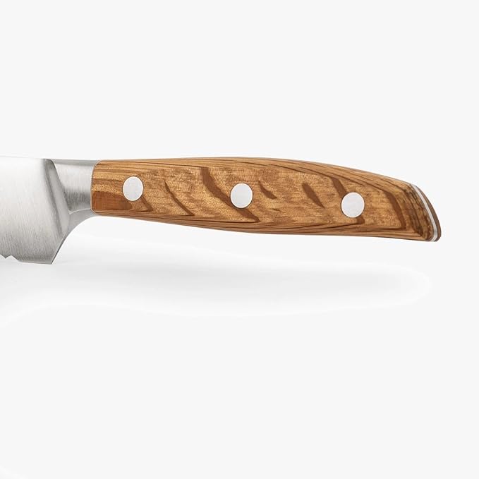 Arcos Jose Andres Bread Knife | 8-Inch Forged Knife for Artisan Breads & Bakery Goods | NITRUM Stainless Steel Blade with Silk Edge | Ergonomic Light Brown Holm Oak Handle