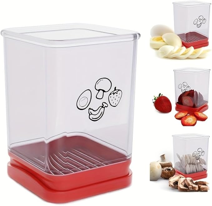 8-Blade Strawberry Slicer | Stainless Steel Fruit & Vegetable Cutter for Bananas, Cucumbers, Mushrooms & Eggs | Non-Slip Base, & Easy Clean Design | Multifunctional Kitchen Gadget