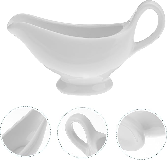 Zerodeko Sauce Pot Kettle Sauce Serving Bowls Dispensers Honey Server Small Side Dishes Dishes Tray Mini Appetizer Plates Side Seasoning Dish Gravy Boat Mini Fridge Lid Ceramics White