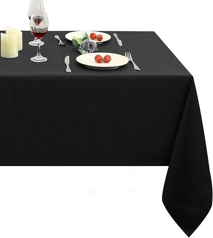 Obstal 210GSM Rectangle Table Cloth - Heavy Duty Water Proof Microfiber Tablecloth, Decorative Fabric Table Cover for Outdoor and Indoor Use (Black,54 x 108 Inch)