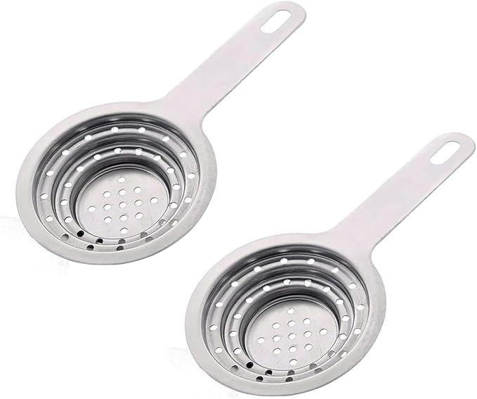2Pcs Universal Tuna Strainer for Can - Small Colander with Handle Stainless Steel Tuna Can Strainer Press Lid Oil Drainer Remover for Kitchen Vegetable Fruit