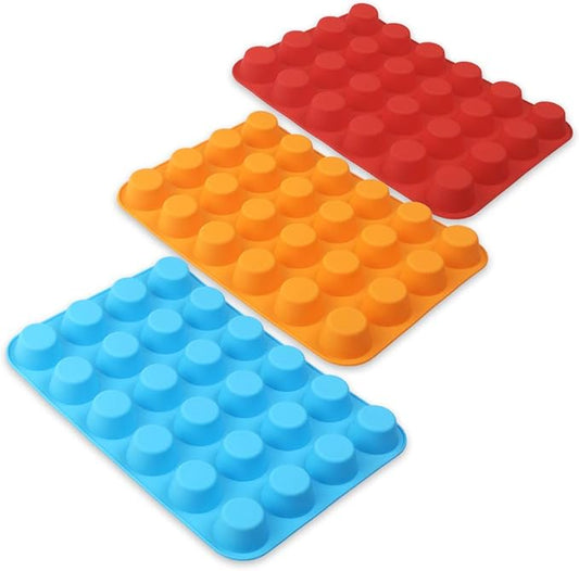 Cozihom Silicone Muffin Pan, Cupcake Pan, 24 Cups, Food Grade Egg Muffin Baking Silicone Molds, Non-stick, 3 Pcs