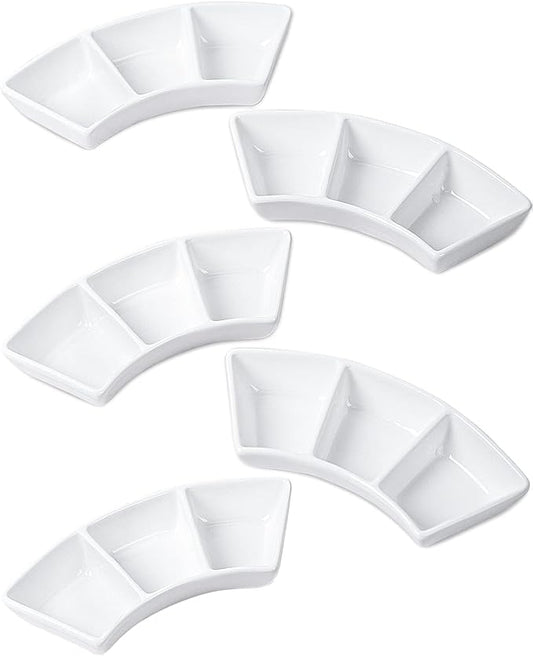 DELLING Ceramic Dipping Sauce Bowls Set - 3 Oz Dipping Dishes- Small Bowls for Sushi, BBQ or Fondue - Great for Different Sauce and Dip, Set of 5
