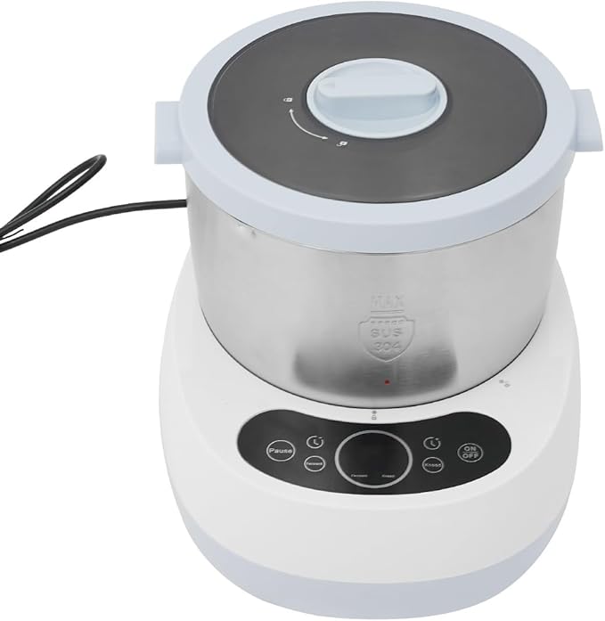 5L Electric Dough Maker with Ferment Function, 230W Dough Mixer with 304 Stainless Steel Bowl for Bread, Pizza, Pasta, 3 Mixing Modes, Timer, US Plug (Blue & White)