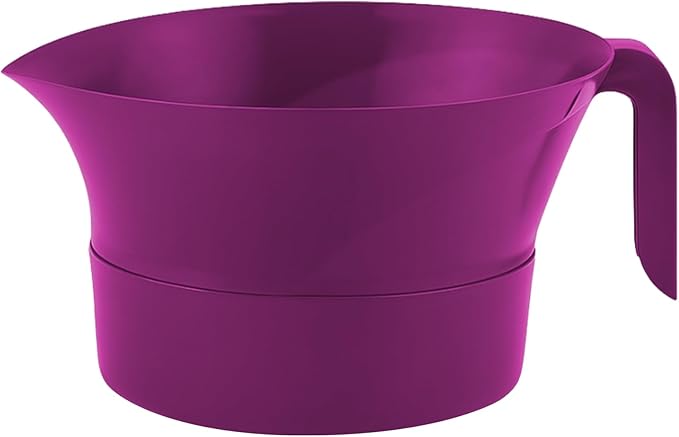 Colander Grease Strainer With Handle And Container, Catch Bowl With Lid 3 Piece Strain Set | Strains Ground Beef, Bacon & Pasta | Safe Kitchen Gadget BPA Free | Made In The USA (Purple)