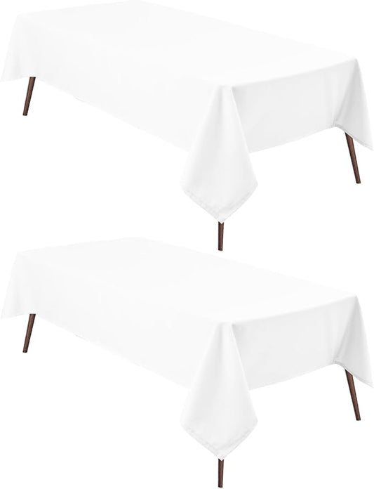 Hiasan 2 Pieces White Square Tablecloth - Waterproof and Spillproof Restaurant Washable Polyester Table Cloth for Dining Room, 30 x 30 Inch