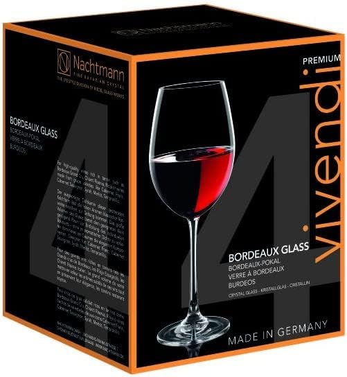 Nachtmann Vivendi 25 oz Bordeaux – 4-Piece Set of Lead-Free Crystal Glasses, Long-Stemmed Design for Red & White Wine, Sophisticated Glassware for Dining, Parties, Entertaining & Gifting