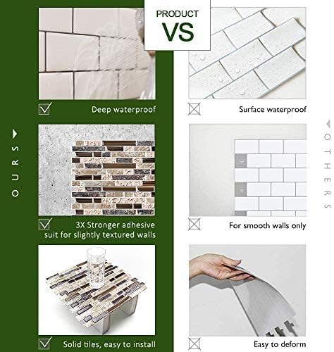 STICKGOO 10-Sheet Peel and Stick Wall Tile, Self-Adhesive Kitchen Backsplash in Sandstone (Thicker Design)