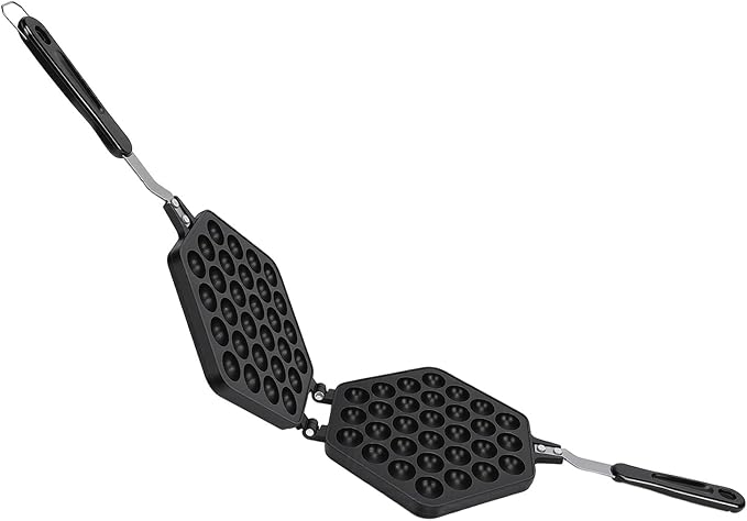 TOPINCN Bubble Waffle Pan, Double Sided Stovetop Bubble Waffle Maker with Anti Stick Coating and Anti Scald Handles, for Home Commercial Use