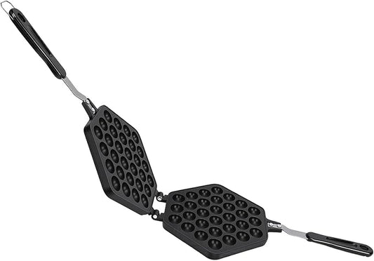 Zerodis Stovetop Waffle Pan Waffle Irons Maker with Ergonomic Handle Non Slip Even Heating Bubble Type Versatile Griddle Frying Pan for Baking Breakfast 15.7x8.5x1.7in Stovetop