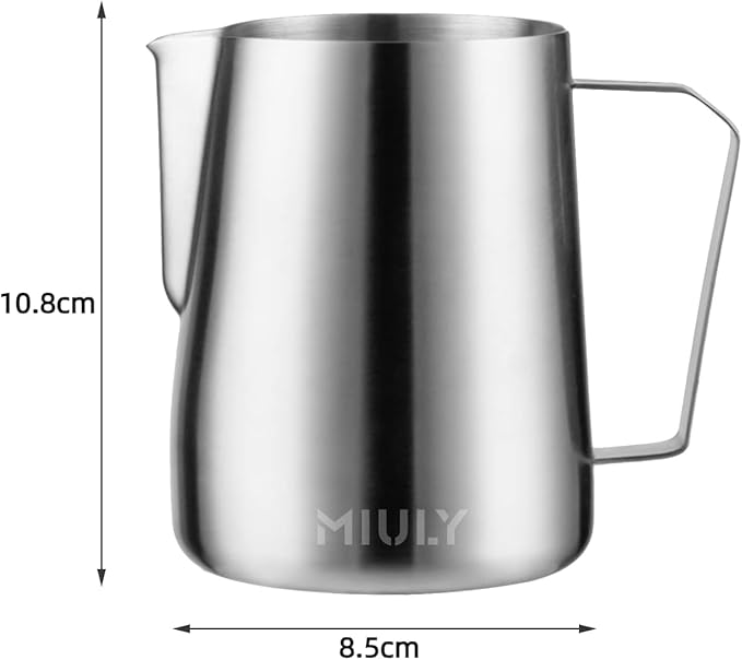 MIULY Stainless Steel Milk Frothing Pitcher 20oz/600ML - Professional Milk Frother Jug for Latte Art, Espresso Machine Accessories, Dishwasher Safe for Home & Cafe Baristas