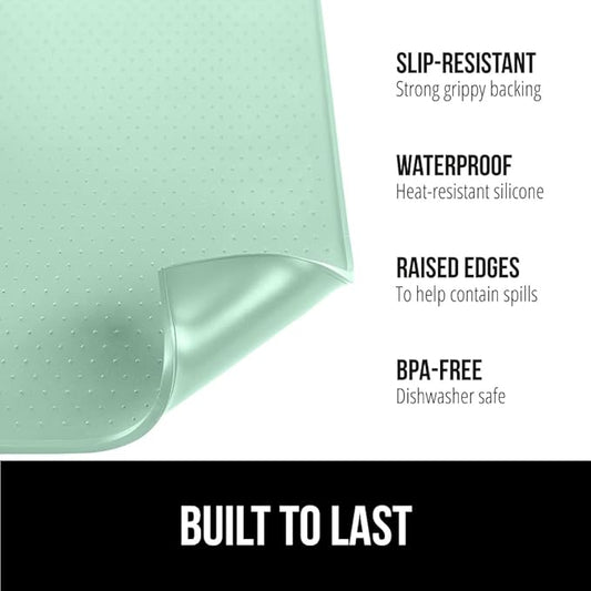 GORILLA GRIP Silicone Coffee Mat, Espresso Machine Bar Accessories, Keep Kitchen Counters Clean, Stays in Place, Waterproof and Heat Resistant Dish Drying Mats, Home Decor Essentials, 10x14, Mint