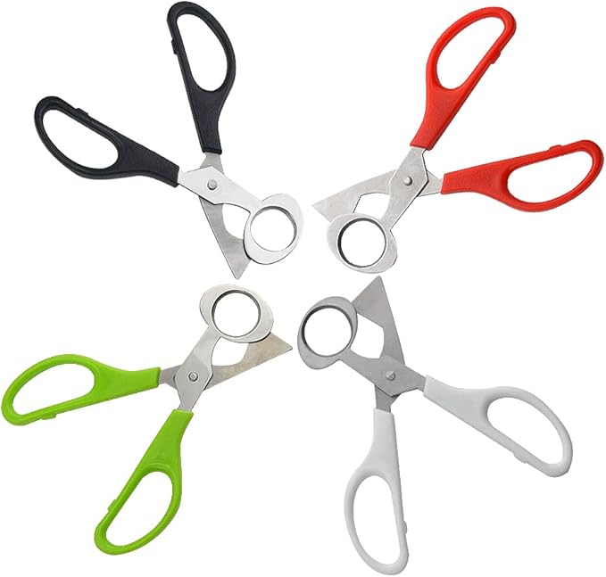 4Pack Stainless Steel Quail Egg Cutter - Scissors, Pigeon Egg Cutter Tool, Opener, Cracker for Home Kitchen (Four Colors)
