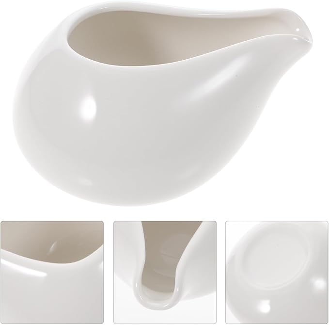 Hemoton Ceramic Gravy Boat 8Oz White Sauce Server with Boat Shape Design for Serving Gravy Sauces Creams and Seasonings at Home and Restaurant