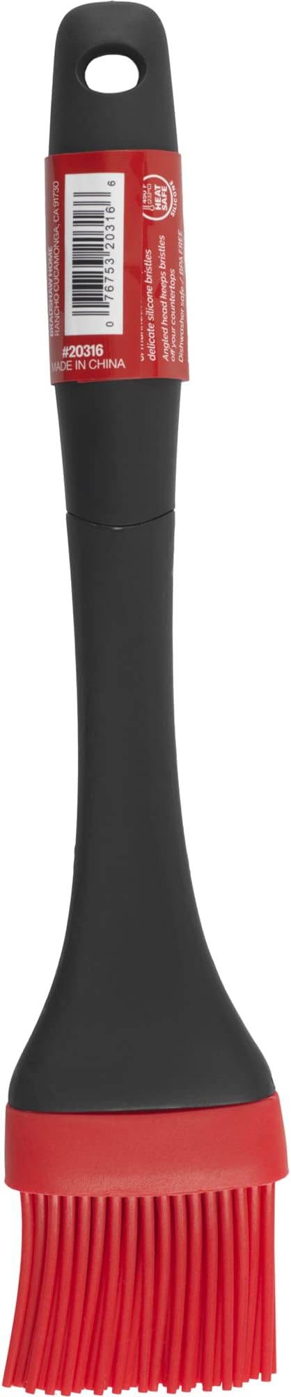 GoodCook Touch Silicone Basting Brush with Non-Slip Handle, Red/Black