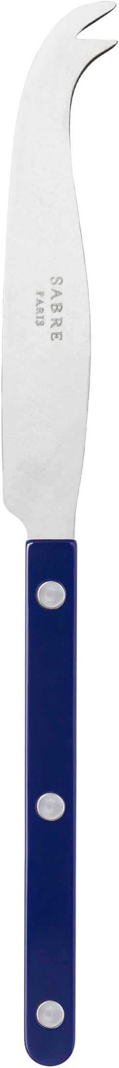 SABRE PARIS - Cheese Knife 9.4 inches - Bistrot Vintage Collection - All Cheeses - Stainless Steel & Nylon - Dishwasher Safe - Navy Blue - Mat Finish