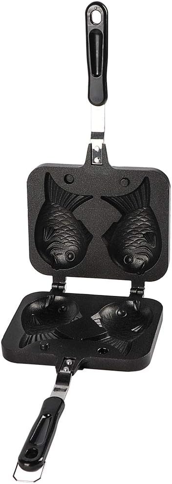 Double Sided Taiyaki Fish Shaped Stainless Steel Bakeware Mold, Nonstick Waffle Cake Maker Pan for Home Use
