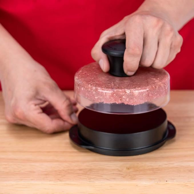 Weber Original Burger Press, Black – Creates Perfect Flat 1/4 lb & 1/2 lb Patties with Built‑in Dimple, Detachable Handle & Nylon Grip
