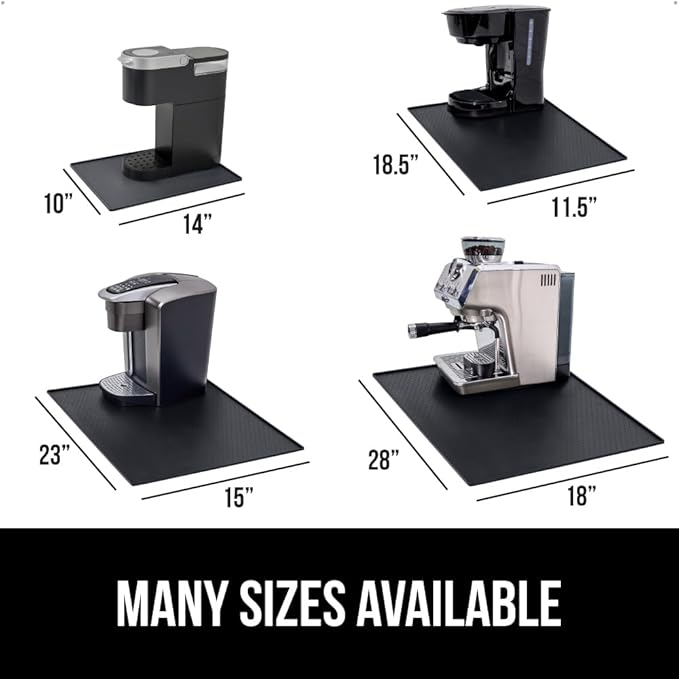 GORILLA GRIP Silicone Coffee Mat, Espresso Machine Bar Accessories, Keep Kitchen Counters Clean, Stays in Place, Waterproof and Heat Resistant Dish Drying Mats, Home Decor Essentials, 11.5x18.6, Black