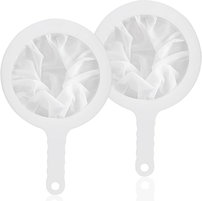 Uenhoy 2 Pcs Ultra-Fine Nylon Mesh Strainers 120/200 Mesh Kitchen Food Yogurt Mesh Sieve, Plasitc Colander with Handle, Sieve Filter for Food Tea Juice Coffee Milk Liquids