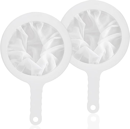 Uenhoy 2 Pcs Ultra-Fine Nylon Mesh Strainers 100/400 Mesh Kitchen Food Yogurt Mesh Sieve, Plasitc Colander with Handle, Sieve Filter for Food Tea Juice Coffee Milk Liquids