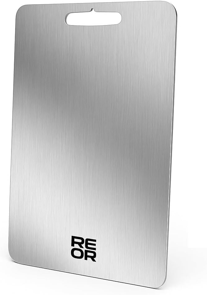 Thin Stainless Steel Cutting Board Sheet – Odor-Resistant, Hygienic & Dishwasher Safe – 14x10 Flat Steel Prep Surface for Meat, Fish, Vegetables – Durable & Non-Porous Kitchen Board