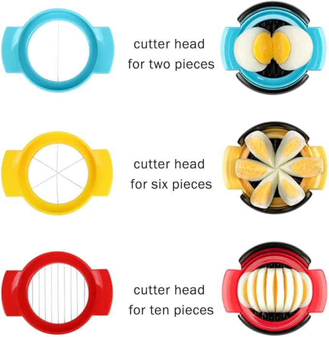3-in-1 Egg Slicer for Hard Boiled Eggs, 3 Modes Multi-Purpose Wire Egg Cutter/Dicer with Plastics Non-Slip Base, Effortless Kitchen Gadget Tool for Soft Fruits,Strawberries,Salads