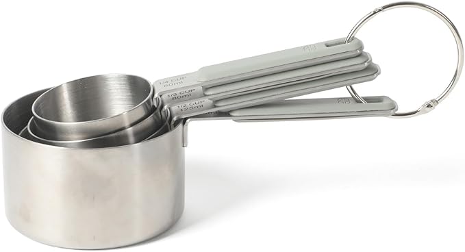 Calphalon Prime 4 Piece Stainless Steel Measuring Cups W/Taupe Silicone Handles