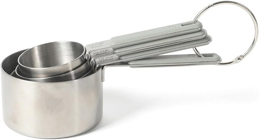 Calphalon Prime 4 Piece Stainless Steel Measuring Cups W/Taupe Silicone Handles