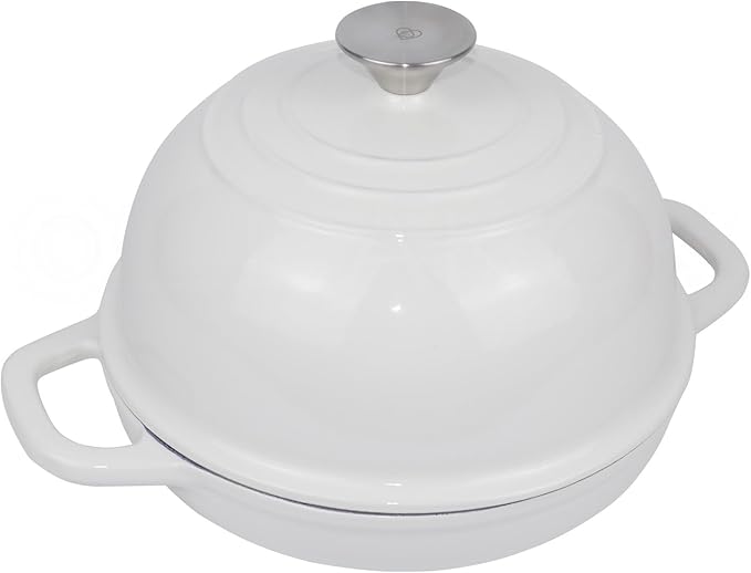 OLLAKOK Dutch Oven for Bread Baking Bread Oven for Sourdough Bread Baking, Enameled Cast Iron Dutch Oven Pot with Lid 5 qt Cast Iron Bread Pan, White