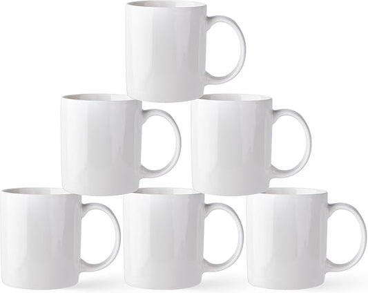 AmorArc 12oz Off White Coffee Mugs Set of 6, Ceramic Coffee Mugs with Large Handle for Man, Woman, Light Weight Coffee Mugs Set for Latte/Cappuccino/Cocoa/Milk, Dishwasher & Microwave Safe, 6Pcs
