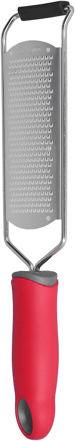Stainless Steel Cheese Grater & Zester | Secure Grip Handle for Hard Cheese/Lemon/Chocolate | Multipurpose Kitchen Grater with Hanging Hole, Dishwasher Safe