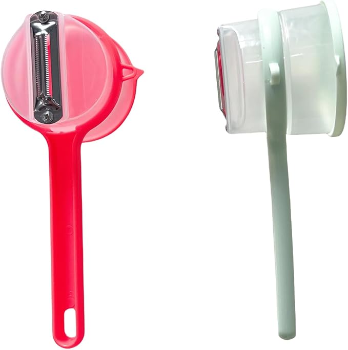 2 Pieces Fruit and Vegetable Peeler with Storage Box, Kitchen Peeler with Catcher, Large-Capacity Cup Body to Prevent Splashing, Sharp Blade for Soft Fruits