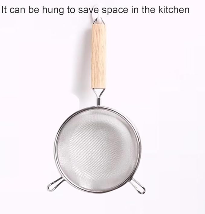 Strainer with Single Fine Mesh, 6.3-Inch Diameter, Medium, Stainless Steel, Tan,Silver Large