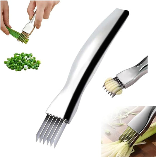 Shred Silk The Knife, 2024 Upgrade Green Onion Cutter Stainless Steel Choppe Kitchen Slicing Tool Cutter for Vegetables Onion Garlic, Multifunctional Kitchen Food Vegetable Cutter