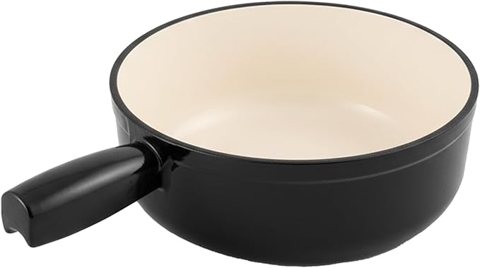 Swissmar Lugano Cast Iron Cheese Fondue Pot Replacement, 2 QT / 2 L – Compatible with Swissmar Lugano Fondue Sets – Ideal for Melting Cheese, Chocolate, & Caramel – Metallic Black