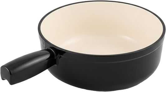 Swissmar Lugano Cast Iron Cheese Fondue Pot Replacement, 2 QT / 2 L – Compatible with Swissmar Lugano Fondue Sets – Ideal for Melting Cheese, Chocolate, & Caramel – Metallic Black