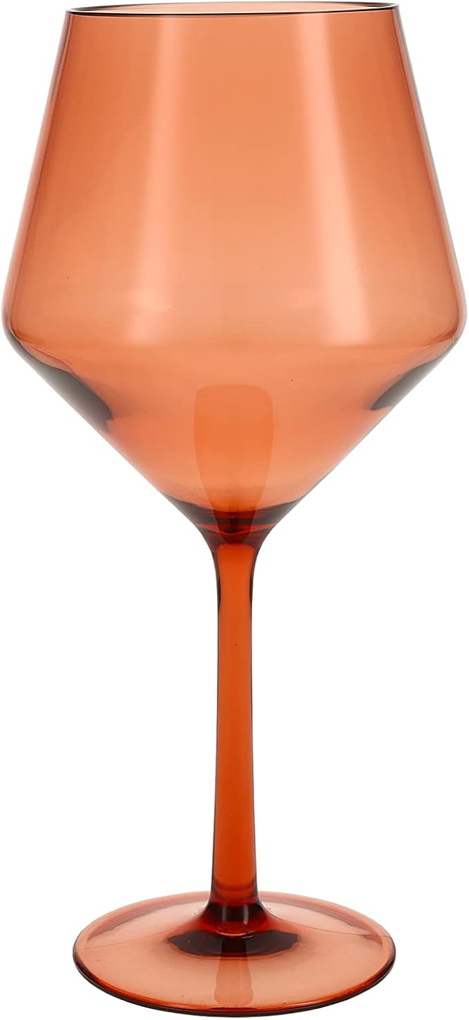 Fortessa Sole Outdoor Shatter Resistant BPA Free Premium Copolyester Plastic Drinkware 6 Pack, Terra Cotta Orange, Cabernet Glass
