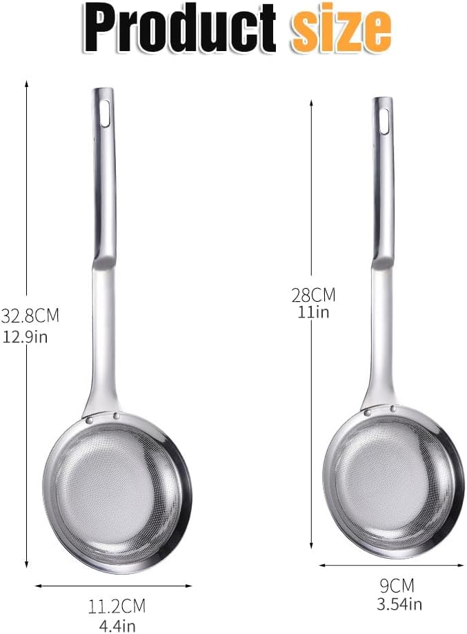 Fine Mesh Stainless Steel Colander, 2025 New Fine Mesh Strainer for Cooking Oil Strainer Skimmer Spoon Food Strainer Kitchen Gadgets (Small)