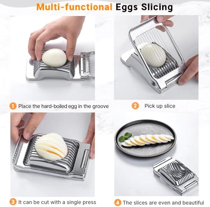 Stainless Steel Egg Slicer for Boiled Egg Cutter Strawberry Slicer Heavy Duty Heavy Duty Aluminium for Hard Boiled Eggs Wire Multi Dicer for Soft Fruit