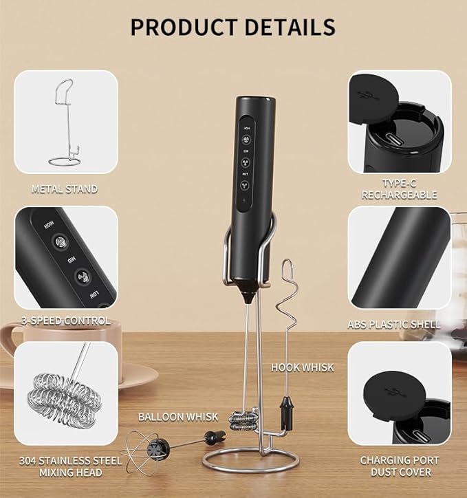 MF24 Milk Frother (Rechargeable with stand)