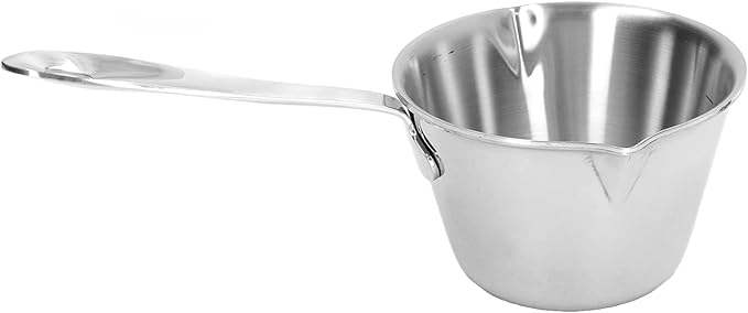 Jonlaki 304 Stainless Steel Milk Warmer Pot with Fast Heating, 2 Pour Spouts, Ideal for Melting, Chocolate, and Heating Sauces 200ML (200ML)