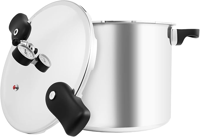23 Quart Pressure Cooker, Aluminium Alloy Pressure-Cooker Polished Large Capacity Pressure Canner Polished Stovetop Pot with Gauge & Release Valve, Anti-scald Insulated Handle for Family, Commercial
